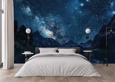 A beautiful night sky with a large milky way arching across the horizon Wall mural