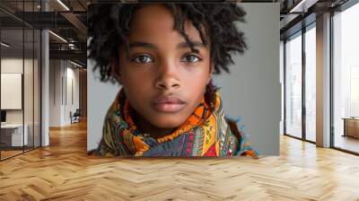 Close-up of a genderqueer person of North African descent wearing a scarf Wall mural