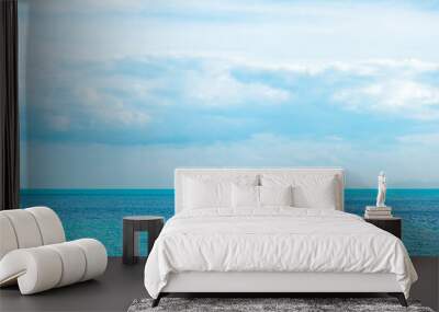 beautiful ocean and blue sky background. Relaxing, summer,  travel, holiday and vacation concept Wall mural