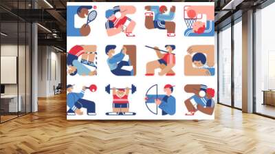 Sports games. Athletes. Sports. Athletics. Modern flat style sketch vector illustration Wall mural