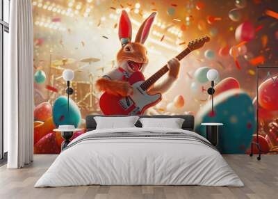 Easter bunny rockstar, music, fun Wall mural