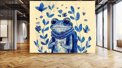 Frog with human clothes Wall mural