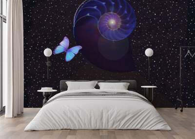 Planet Space stars road lights butterfly fantastic art Wall mural