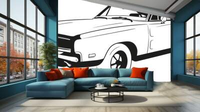 cartoon car, muscle car, speed,race,fast,auto,sketch Wall mural