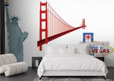 famous landmarks of usa, vector Wall mural