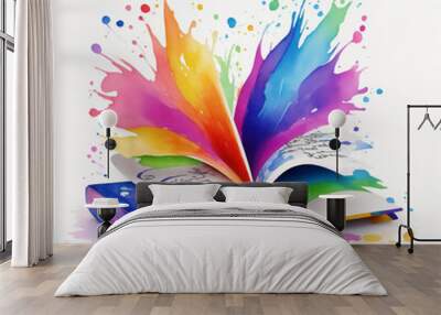  book watercolor graphics on white background Wall mural