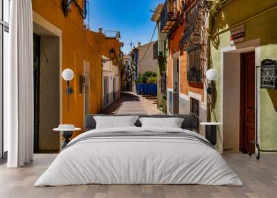  streets with colorful houses in villajoyosa spain Wall mural