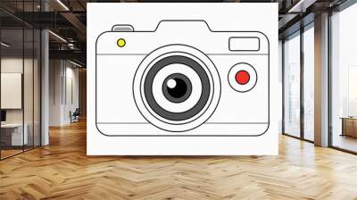 A  graphic of a white camera  showcases a simplistic and modern design Wall mural