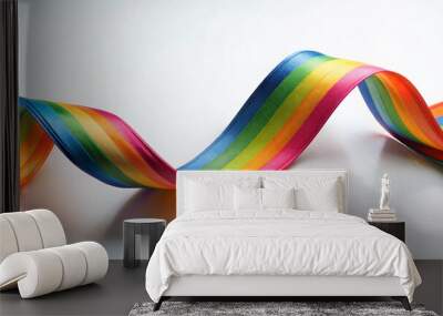 colorful ribbon in rainbow colors on a white background Wall mural