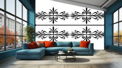 graphic with a black elegant plant ornament on an isolated background Wall mural