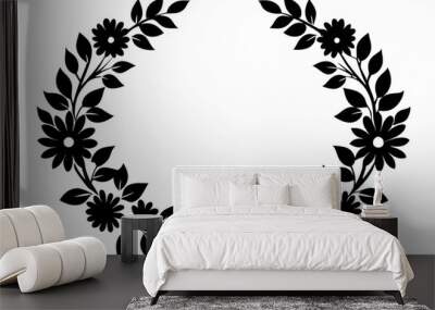 graphic with a black elegant plant ornament Wall mural