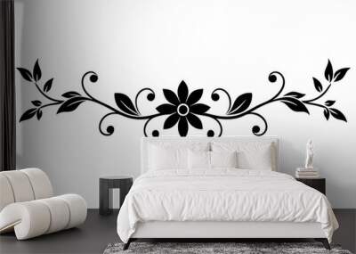 graphic with a black elegant plant ornament Wall mural