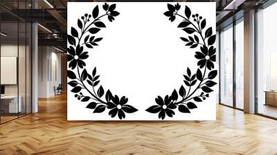 graphic with a black elegant plant ornament Wall mural