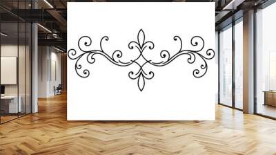 graphic with a black elegant plant ornament Wall mural