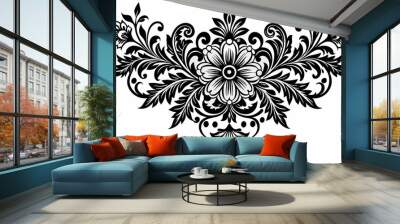 graphic with a black elegant plant ornament Wall mural