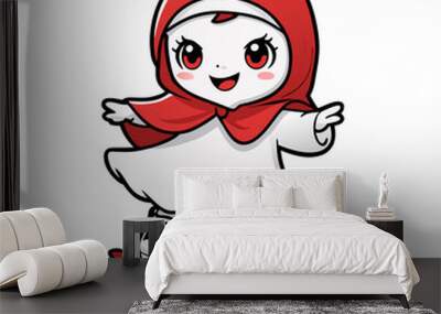 halloween graphic  red ghost kawaii Wall mural