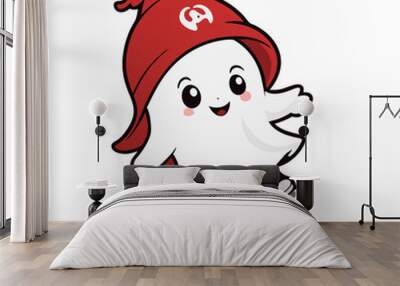 halloween graphic  red ghost kawaii Wall mural