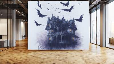 house graphics for halloween on a light background Wall mural