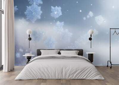 winter background with snowflakes graphics Wall mural