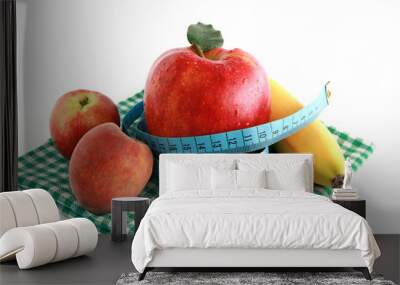 On diet - fresh fruits and tape measure Wall mural