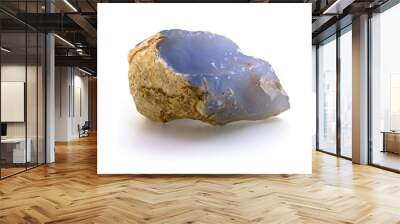 raw natural blue chalcedony rock isolated on white Wall mural