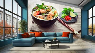 asian prawn noodle Wall mural