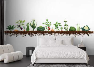 Large Vegetable Garden Illustration Wall mural