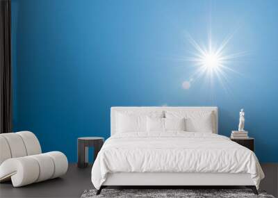 Clear blue sky with sun shine light ray or beams respresenting energy, happiness or hope. High Resolution Wall mural