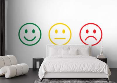 modern emoji smile face. happy, neutral and sad unhappy. emoticon set icons, happy, neutral, unhappy Wall mural