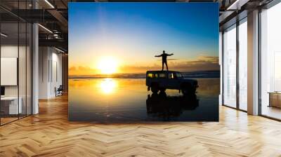 Sunrise on the beach on Fraser Island Australia Wall mural