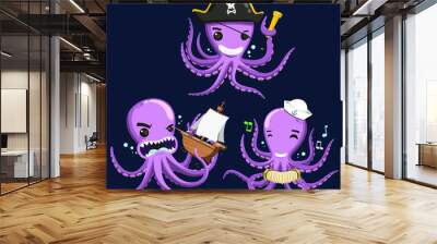 Octopus cartoon set 2 Wall mural