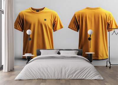 A simple yellow t-shirt displayed from front and back views. Wall mural