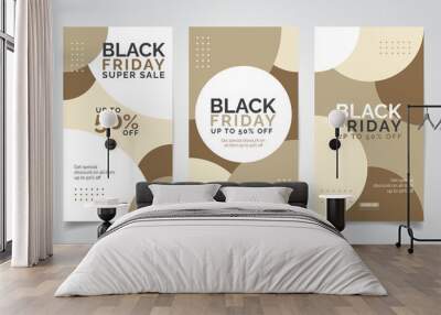 Black friday sale social media stories template banner. Set of social media web banners for shopping, sale, product promotion. Wall mural