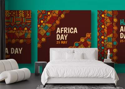 Happy Africa Day Social Media Post Flat Cartoon Hand Drawn Templates Background Illustration Wall mural