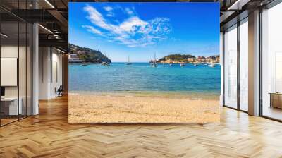 Panoramic view of the bay of Sóller with its port, Mallorca, Balearic Islands, Spain Wall mural