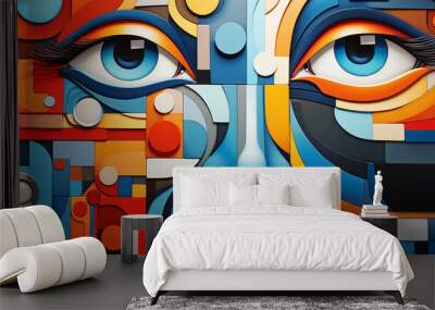 Geometric Facial Abstract Wall mural