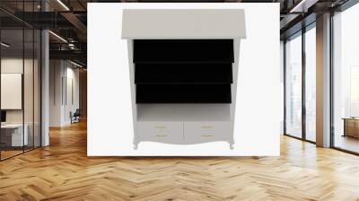 White closet with black shelves 3d rendering Wall mural