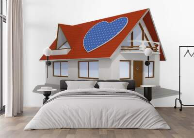 heart shaped solar panel on house 2 Wall mural