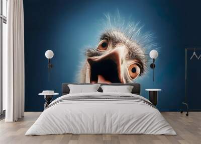 Funny ostrich smiling portrait. Wall mural