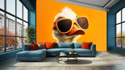 Generative AI illustration of stylish funny duck wit Wall mural