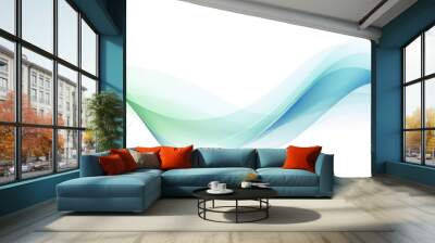 Gray green and blue flow of wavy lines abstract wave Wall mural