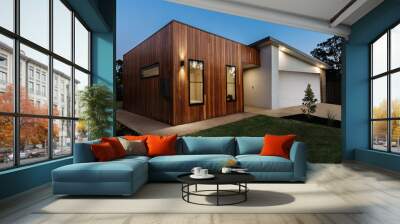 dusk shot of a contemporary australian home Wall mural