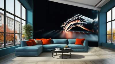 Robot hands point to laptop Wall mural