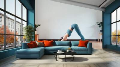 young asian beauty woman doing yoga at home Wall mural