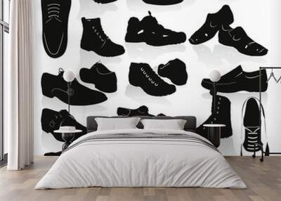 mens modern black shoes vetor Wall mural