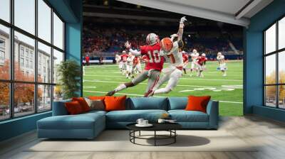 Great action photos of high school football players making amazing plays during a football game Wall mural