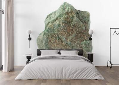 Rock of fuchsite (chrome mica) mineral from Brazil isolated on a pure white background Wall mural