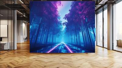 Vibrant landscape with neon accents for digital art Wall mural