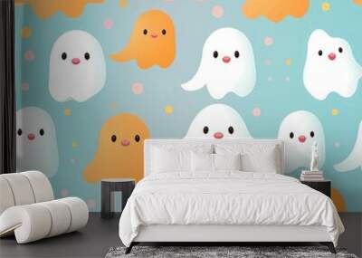 Cute Halloween Seamless green Pattern Wall mural