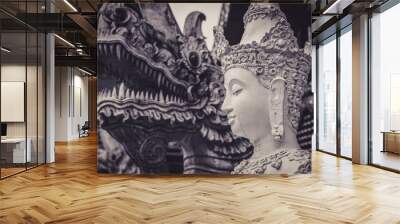 Thai Buddha Statue with Dragon Wall mural